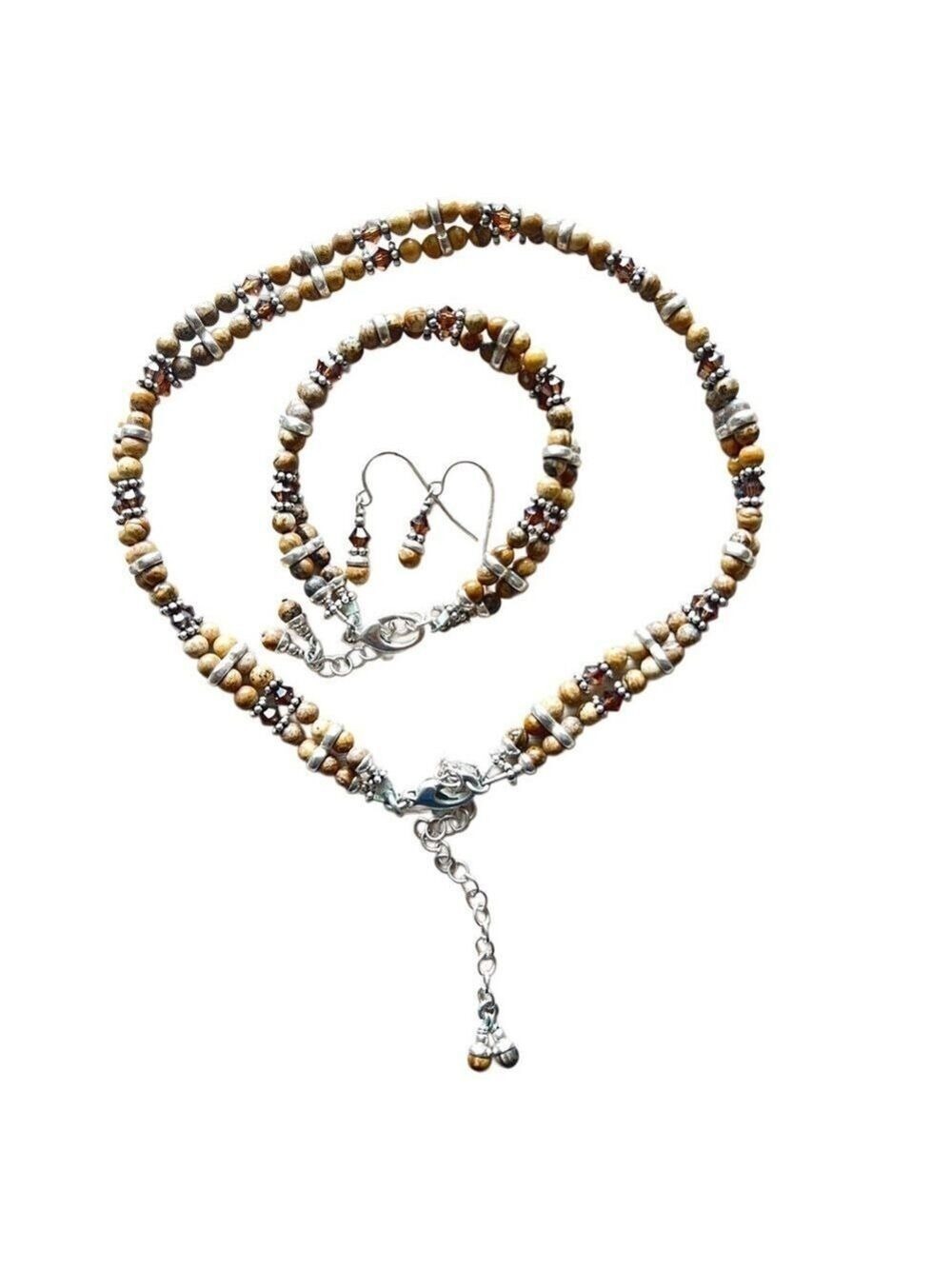 3 Piece Set: Necklace, Bracelet, Earrings - Semi Precious Stones, Canadian